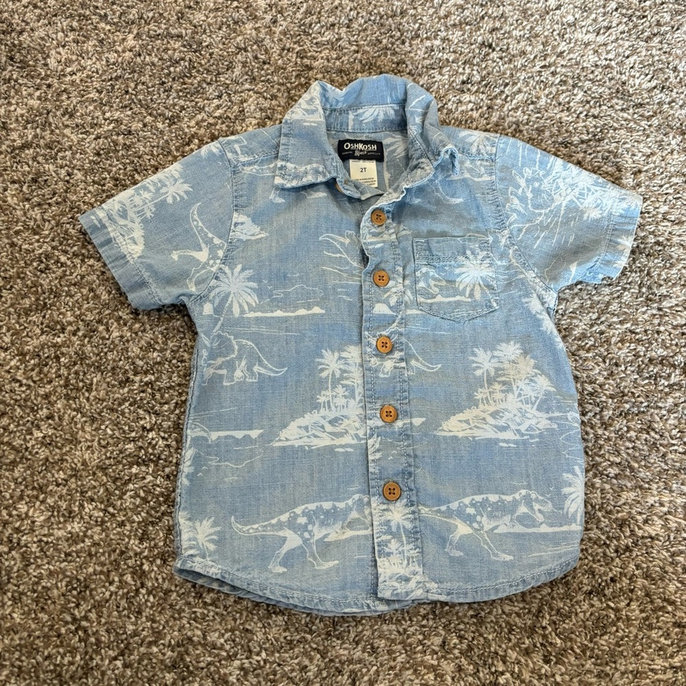 OshKosh Chambray Dinosaur Button Down Shirt